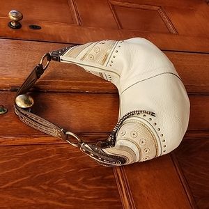 Coach White and Brown Shoulder Bag